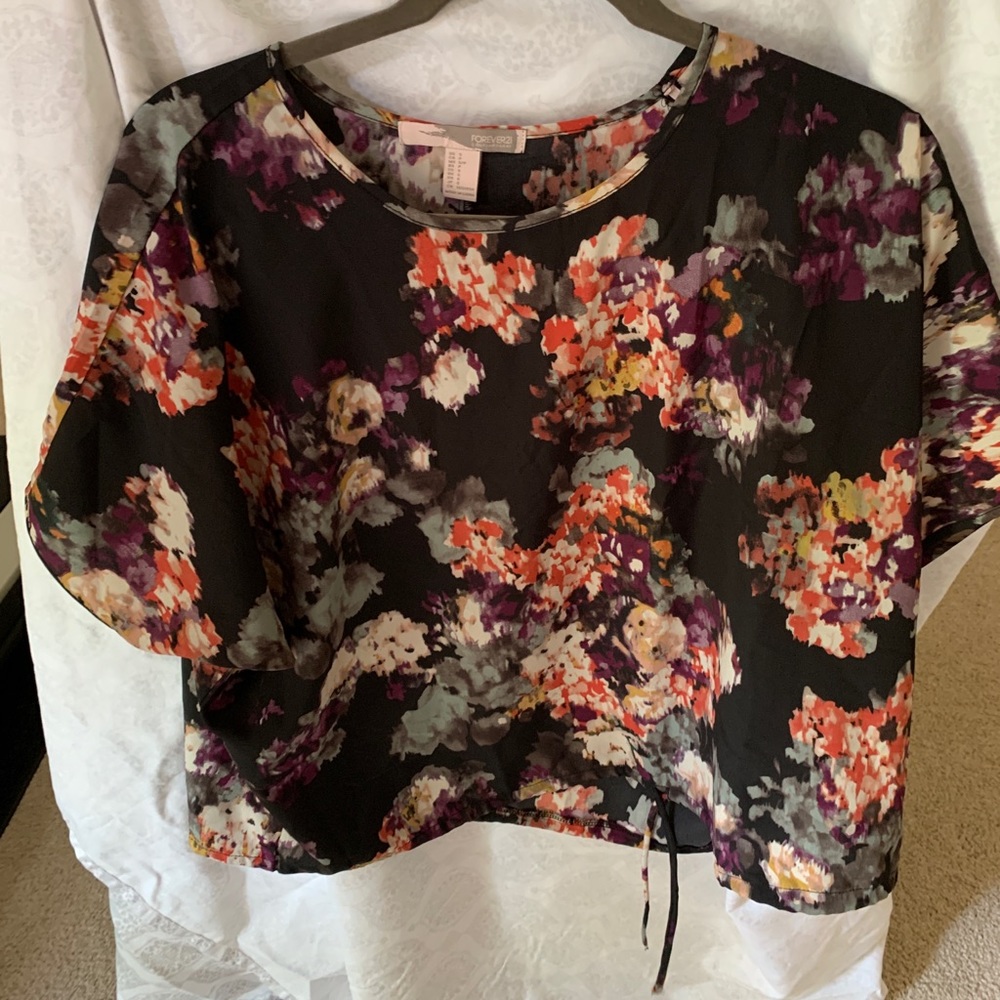 Floral black top